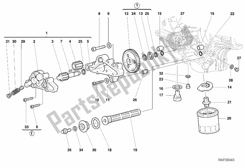 All parts for the Oil Pump - Filter of the Ducati Supersport 750 SS 2001